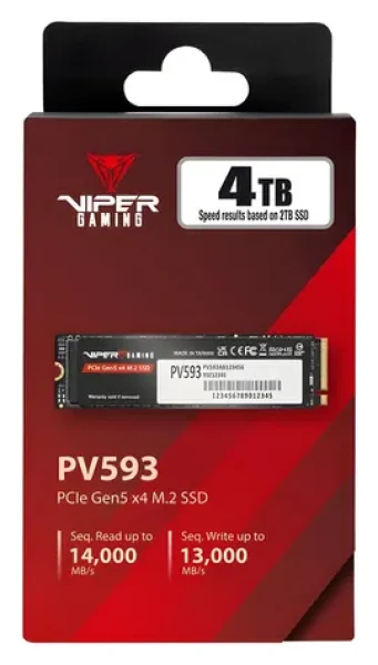 Patriot Viper PV593 4TB / SSD / M.2 2280 / PCIe Gen5 x4 NVMe / R: 14000 MB/s / W: 13000 MB/s (PV593P4TBM28H)