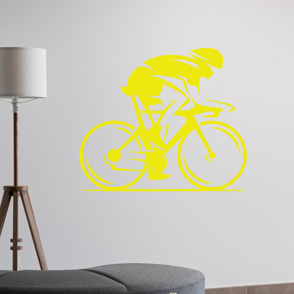 Veselá Stena Samolepka Cestný cyklista Farba: žltá, Veľkosť: 80 x 67 cm