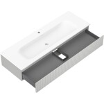 MEXEN/S - Rivel kúpeľňová skrinka 140 cm s umývadlom Vela, 1 šuplík, reliéf, šedá mat/biela mat 91A20-14023-1-BF62-W23M01