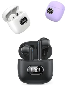 USAMS IA II15 fialová / Bezdrôtové slúchadlá do uší / Bluetooth 5.3 / LED displej puzdra (BHUIAII03)