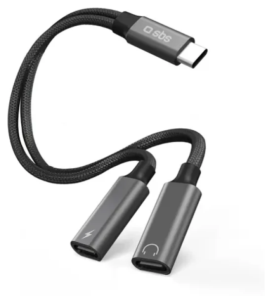 SBS rozbočovací kábel USB-C čierna / Kábel / USB-C - 2x USB-C / 13 cm