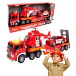 MalPlay Hasičský transportér s helikoptérou a autom