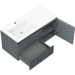 MEXEN/S - Orio kúpeľňová skrinka 100 cm s umývadlom Otis ľavá, 2S, 1D, grafit mat/biela mat 91A13-10047-3-BBFFF66-W18L01