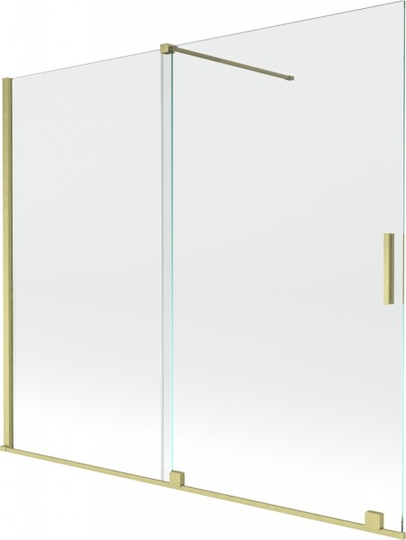 MEXEN/S - Velar Dvojkrídlová posuvná vaňová zástena 180 x 150, transparent, zlatá kartáčovaná 896-180-000-01-55