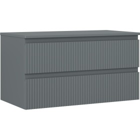 MEXEN/S - Rivel kúpeľňová skrinka pod umývadlo 90 cm s doskou, 2 zásuvky, reliéf, grafit mat 91A20-09047-2-BFFC66
