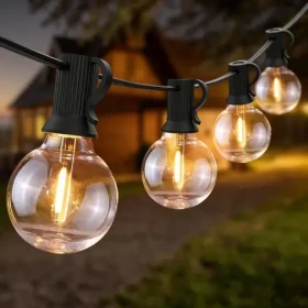 Forever SUNARI FLS-180 číra / Solárna LED girlanda / 8,5 m / 11 žiaroviek E12 G40 / 2700 K / USB-C (RTV222476)