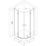 MEXEN/S - Lunar L sprchový kút štvrťkruh krídlový pravá 90 x 70, transparent, grafit metal 833L-090P-070L-95-00