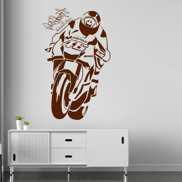 Veselá Stena Samolepka Valentino Rossi Farba: hnědá, Veľkosť: 80 X 48 cm