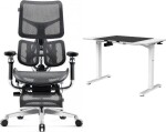 Diablo Chairs BRAVE Fotel biurowy ergonomiczny V-KINETIC czarny + EGON 1100 Białe 110 cmx60 cm