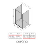CERANO - Třístěnný sprchový kout Ferri U L/P - 6 mm - černá matná, transparentní sklo - 80x100x195 - pivotový CER-8050BD7853