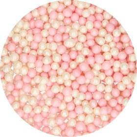 Cukrové dekorácie bielo-ružové perly, 60 g - FunCakes - FunCakes