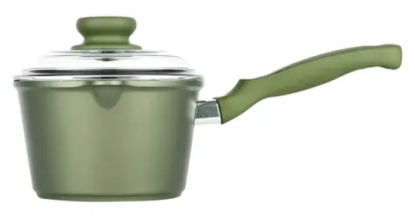 Risoli DR GREEN zelená / Rajnica s pokrievkou / 16 cm / 1,5 l / liaty hliník / nepriľnavý povrch (0095BDR/16GS)