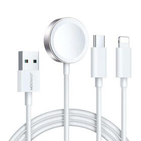 Joyroom S-IW008 Kábel USB-A (M) - Lightning (M) + USB-C (M) + magnetická nabíjačka 1.2m biela (S-IW008)