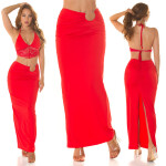 Sexy Koucla Maxi Skirt with Ring detail red L