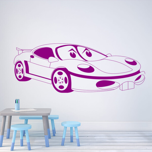 Veselá Stena Samolepka Detské autíčko Porsche Farba: fialová, Veľkosť: 80 x 37 cm