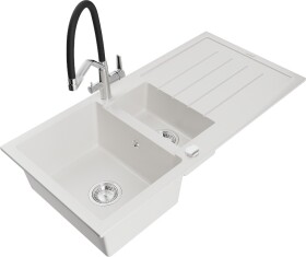 MEXEN/S MEXEN/S - Andres granitový drez s odkvapkávačom vrátane batérie Duo, biela 6515-20-671701-07