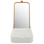 Spirella ALAIS zrkadlo so šperkovnicou 13 x 22 cm biela / plast / bambus (7610583204943)