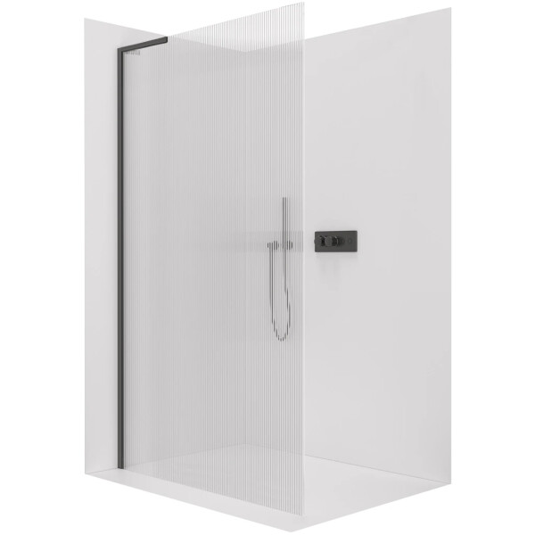 CERANO - Sprchová zástena Walk-in Onyx L-ľavá vzpera - 8 mm - čierna matná, ryhované sklo - 150x200 CER-8050BD773