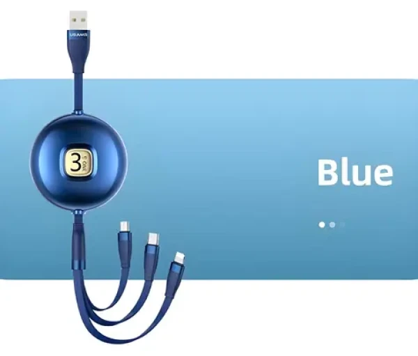 USAMS U69 modrá / Dátový kábel / 3v1 Lightning/microUSB/USB-C / 1 m (SJ508USB02)