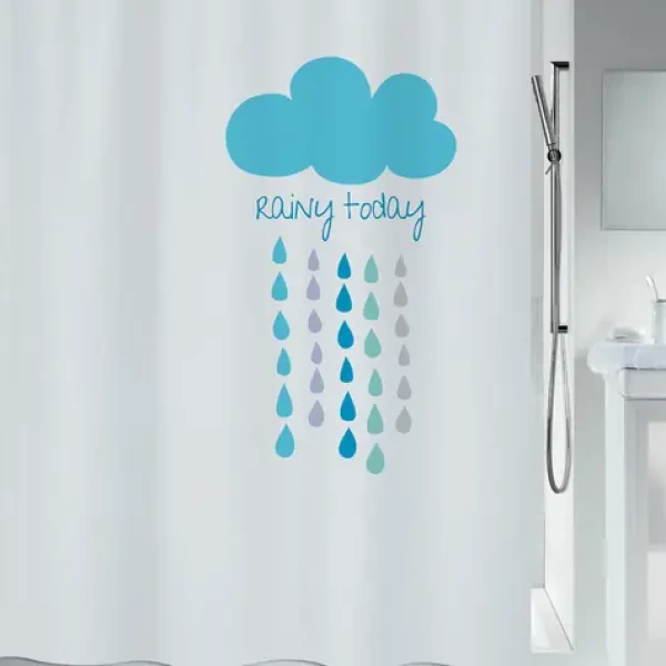 Spirella CLOUD biely / Sprchový záves / motív mrak / 180 x 200 cm / polyester