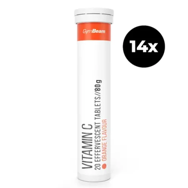 Vitamín C 1000 mg šumivý - GymBeam (čierne ríbezle, 14 x 20 tab) (29943-13-čierneríbezle-14x20tab)