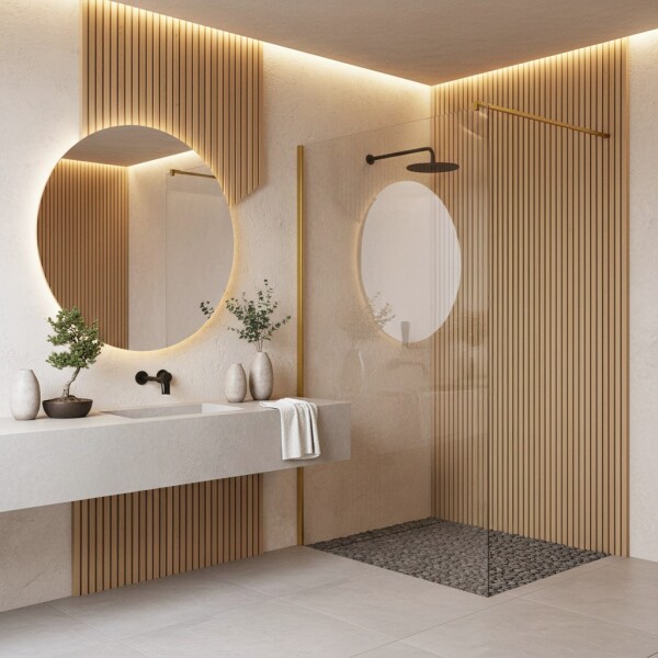 REA/S - Sprchová zástena Flexi Transparent / Brush Gold 120 KPL-K99260