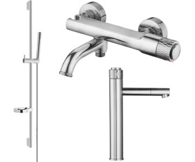 MEXEN/S - Diamond DS70 Set umývadlovej a vaňovej batérie s príslušenstvom, chróm 71513DS70-00