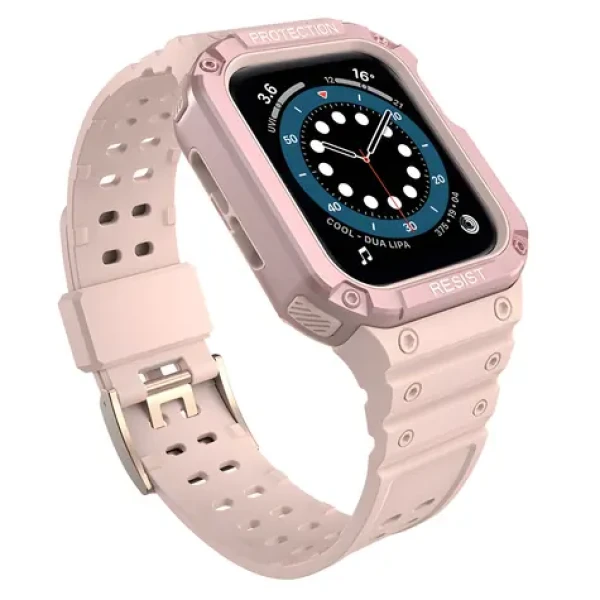 Hurtel puzdro s remienkom Apple Watch 42/44/45mm ružová / Ochranný kryt s remienkom
