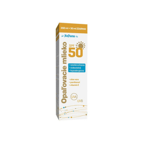 MEDPHARMA Opaľovacie mlieko SPF 50 200 + 30 ml ZADARMO