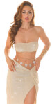 Sexy Koucla Glitter Bandeau Crop Top KYLIE Look BEIGE M