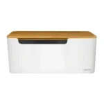 LogiLink Cable Box biela / Krabica na organizáciu káblov / 320x140x130 mm / bambusové veko (KAB0075)