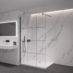 CERANO - Sprchová zástena Walk-in Onyx Round Ľ/P - 8 mm - guľatá vzpera - čierna matná, industriálne sklo - 110x200 CER-482869