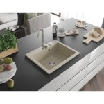 MEXEN MEXEN - Elix granitový drez 1-miska 600 x 500 mm, béžový, sifón chróm 6525601005-69
