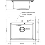 MEXEN/S MEXEN/S - Elix granitový drez 1-miska 600 x 500 mm, čierna/strieborná metalík, sifón čierna 6525601005-73-B