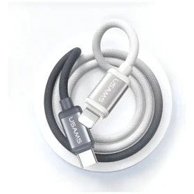 USAMS SJ757 Bicolor čierno-biela / Dátový kábel / USB-C - Lightning / PD 30W / 1,2 m / opletený (SJ757USB01)