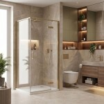 REA - Sprchovací kút Bruno 90x90 Brush Gold REA-K3600