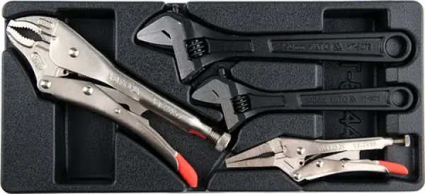 YATO YT-55444 / Vložka do zásuvky - 2x kľúč nastaviteľný 200/250mm / 2x kliešte samosvorné 250/125mm (YT-55444)