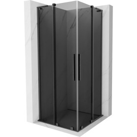 MEXEN/S - Velar L Duo sprchovací kút, posuvné dvere 80 x 80, grafit, gun gray kartáčovanáana 871-080-080-02-43-66