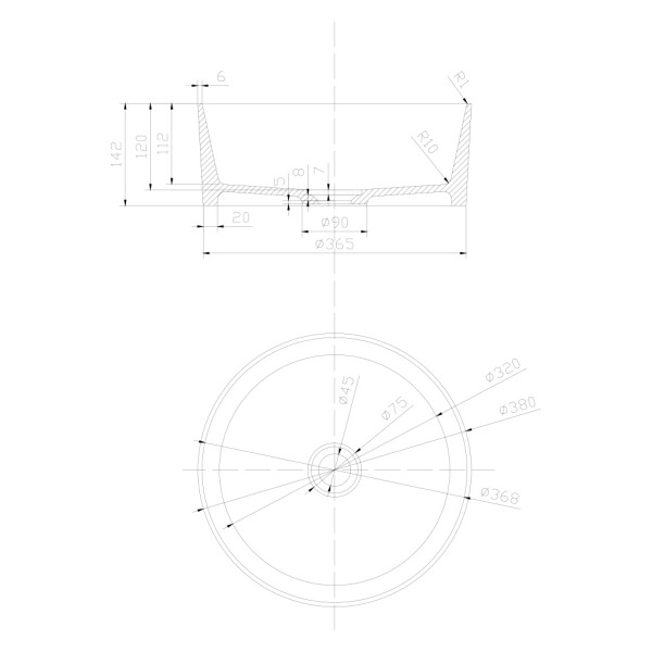 SAPHO - THIN umývadlo na dosku, priemer 38cm, bielá mat WN548