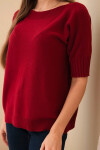 Dámsky viskózový sveter s krátkym rukávom bordovej farby UNI
