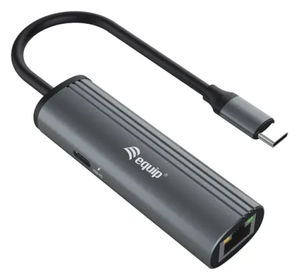 Equip USB-C - LAN adaptér čierna / USB-C adaptér / Gigabit Ethernet / PD 100W / 0,15 m (133486)