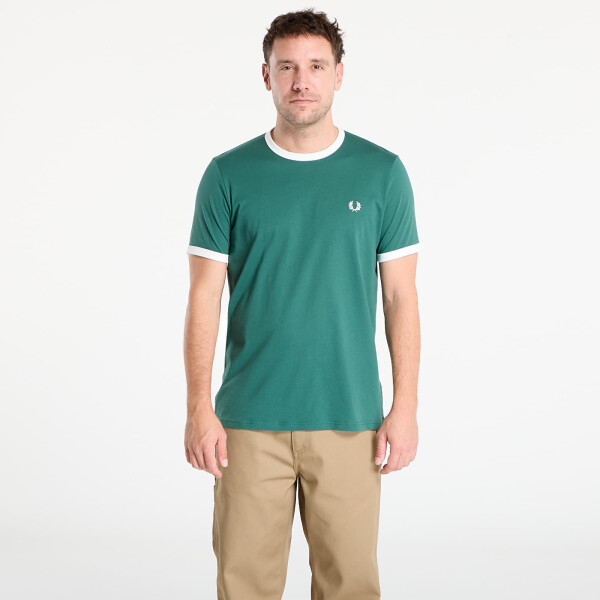Tričko FRED PERRY Ringer T-Shirt Sport Green/ Snow White XL