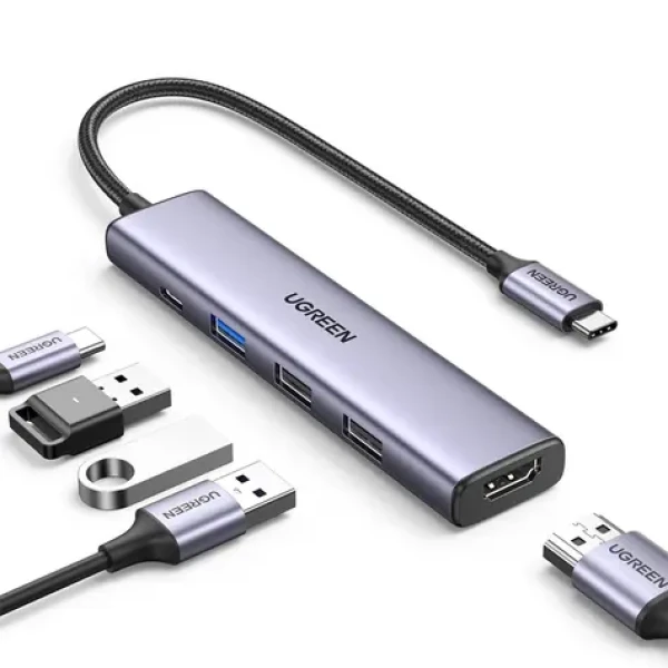 Ugreen 15495 USB-C Multifunkčný adaptér / 3x USB-A / 1x USB-C / 1x HDMI (6941876214952)