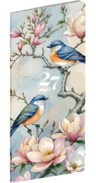 NOTIQUE Vreckový diár Vtáčiky 2027 plánovací mesačný / 8 × 18 cm