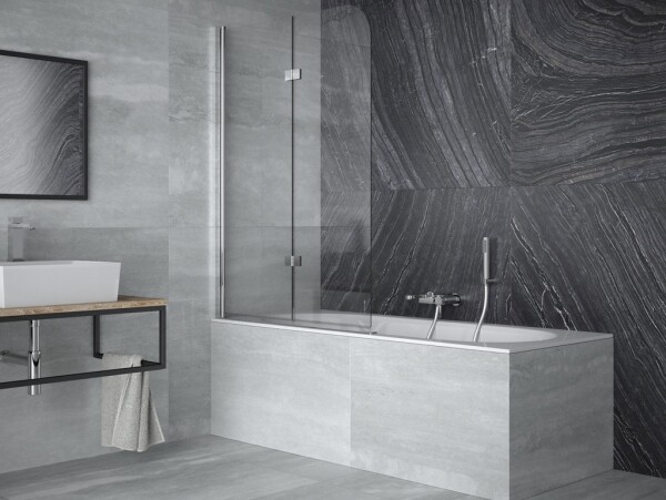 BESCO - Vaňová zástena AVIGO - FARBA rámu - Hliník leštený, Rozmer A - 100 cm, Smer zatvárania - Univerzálny Ľavé / Pravé, Výplň - Číre bezpečnostné sklo - 5 mm BCAVIG10CC