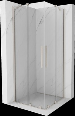 MEXEN/S - Velar Duo sprchovací kút, posuvné dvere 90 x 90, transparent, nikel kartáčovaný 871-090-090-02-97