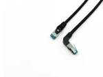 Equip Cat6A S/FTP lomený čierna / Patch kábel / RJ-45 rovný-lomený / 0,5 m / LSZH / PoE+ (605897)
