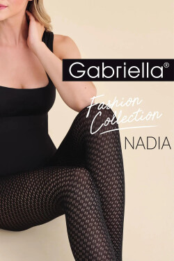 Dámske pančuchové nohavice Nadia Code 1215 Black Pattern - Gabriella 5-XL černá vzor