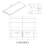 CERANO - Kúpeľňová skrinka Velora - biela matná, úchytka čierna + doska pod umývadlo Navira Slim - 18 mm - 140x54,8x46,5 CER-665173