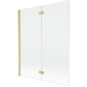 MEXEN - MIST vaňová zástena 140x150 cm 6mm 2-s, zlatá kartáčovaná, číra, ľavá 8A9-140-002-55-00-L